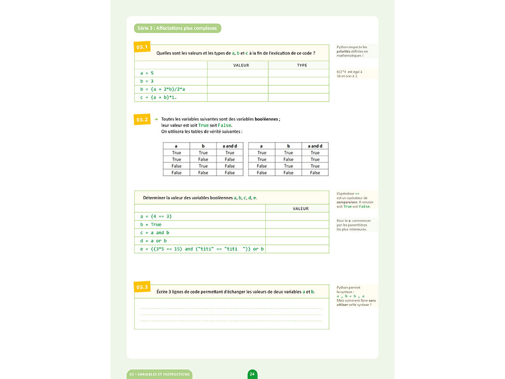 Cahier de Python Seconde - exercices de programmation en Python