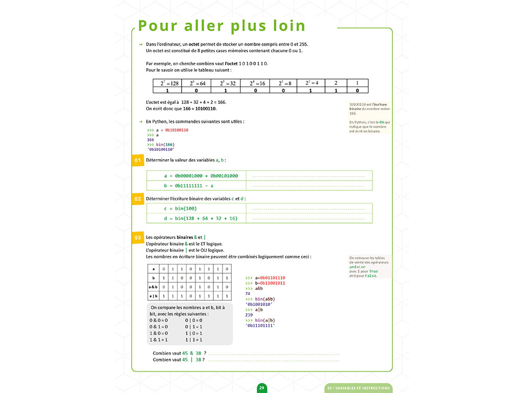 Cahier de Python Seconde - exercices d'approfondissement Python